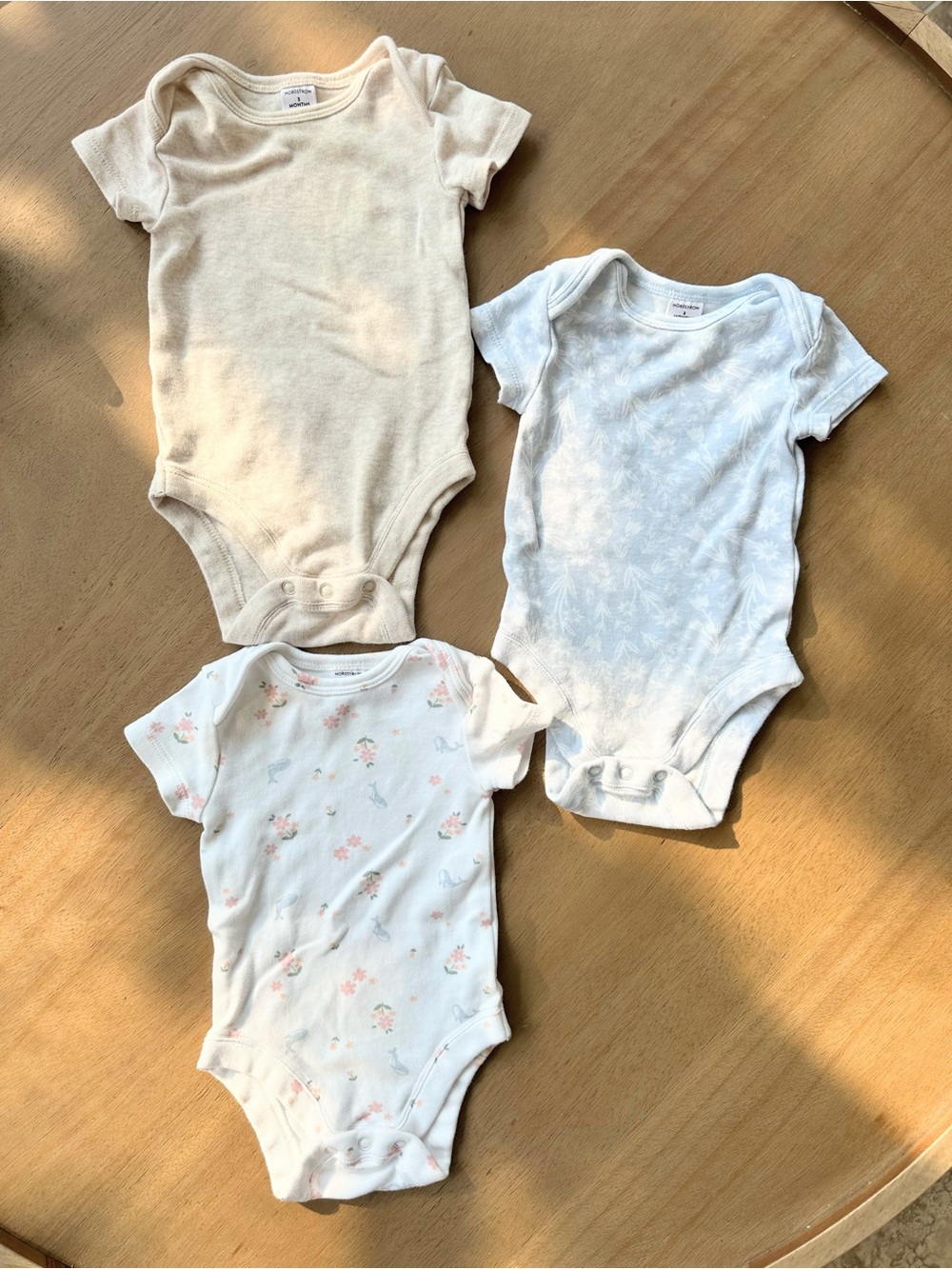 Nordstrom Baby 3-Pack Cotton Short-Sleeve Bodysuits, 3 Months